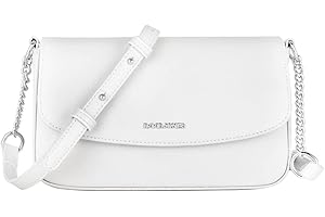 David Jones - Piccola Borsa a Tracolla Donna - Borsetta Spalla Catena PU Pelle - Pochette Clutch Crossbody Bag - Sacchetto Borsello Sera Telefono - Portafoglio Borsa a Mano - Bianco