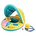 Produktbild Uroccia Baby Pool Float Sonnenschirm aufblasbare Schwimmring Wasser Boot Einstellbare Baldachin Sicherheitssitz für 6-36 Monate Kinder Kleinkinder