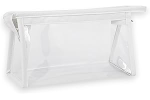 GLUN® Transparent Stationary Pouch with Zipper Closing, Organizer for School, Collage, Office, Cute Cosmetic Bag for Women, M