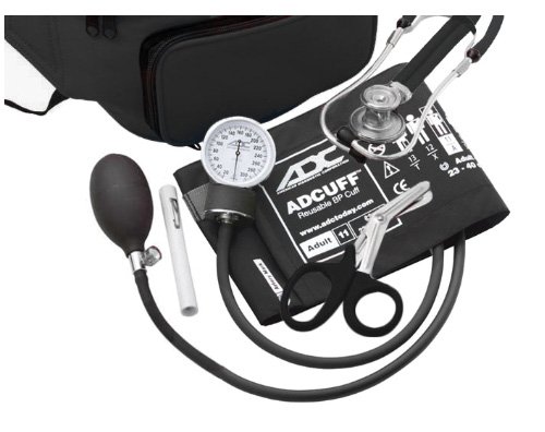 American Diagnostic 769-641-11 ABK Pro de Combo IV Adulte Fanny Lot Essentials Kit avec Prosphyg 760 Poche anéroïde pression artérielle tensiomètre, 18,4 cm Medicut Ciseaux et Adlite Penlight, Noir