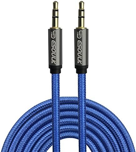Tangle-Free Male to Male 3.5mm Auxiliary Cable [10ft] Gold Plated Connectors for Apple, Android Smartphones,Tablet,MP3 Players and more (Blue [1-Pack])