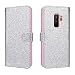 Produktbild SmartLegend SMART Legend Samsung Galaxy S9 Plus Hülle, Handyhülle Glitzer Bling Schutzhülle Leder Wallet Flip Case Lederhülle Klapphülle mit Kartenfach Standfunktion Klappbar Magnetisch Etui - Silber