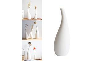 Koomuao Vases à Fleurs en Céramique Blanc Vase Décoratif Style Nordique Vase pour Fleurs Séchées pour Maison, Fête, Centre de Table de Mariage (Petit)