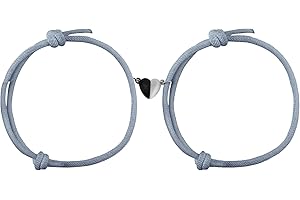 KINBOM 2 Piezas Pulseras Magnéticas para Parejas, Atracción Mutua del Corazón del Amor Pulseras a Juego para Parejas Cuerda de Relación Trenzada Pulseras Ajustables para Novia Novio