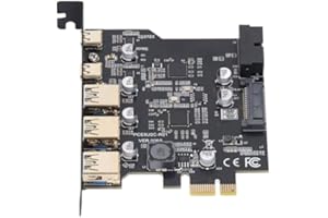 CICIGLOW Tarjeta Adaptadora PCIe A USB 3.2 Gen 2, 20 Gbps 3xUSB A 2xUSB C Tarjeta de Expansión PCI Express de 5 Puertos para para Linux para OS X PC