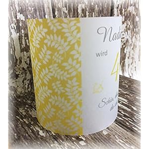 4er Set Tischlicht Tischlichter Blätter runder Geburtstag 40 50 60 70 80 90 Tischdeko personalisierbar gelb