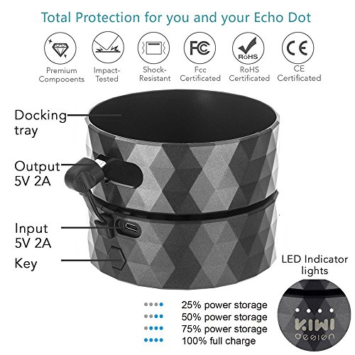 Akku f  r Dot 2nd Generation 10000mAh Dot Akku  Batteriebasis f  r Dot Zubeh  r und Android Ger  te von KIWI Design  Schwarz 