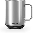 Ember Temperature Control Smart Mug 2 - 295 millilitre App-Controlled and Rechargeable Heated Coffee Mug with Intelligent LED Display, 1.5-hr Battery Life and Improved Design, Stainless Steel
