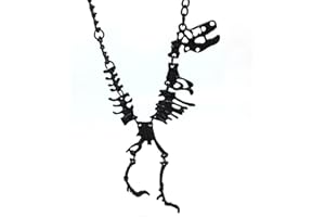 Sttiafay Black Dinosaur Necklace Chain Exaggerated T-Rex Skeleton Pendant Necklace Long Chain Y-Necklaces Jewelry for Woman and Men