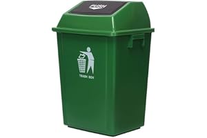 QYRKYP Skola sopkorg, hög kapacitet hotell köpcentern hörn soptunna med lock flera färger soptunna inomhus/utomhus soptunnor, grön, 60 L