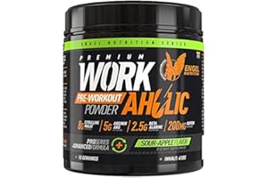 Engel Nutrition WORKAHOLIC Pre-Workout Booster | All-in-One Trainingsbooster für Leistung, Pump + Focus | Made in Germany - 410g (Sour Apple)