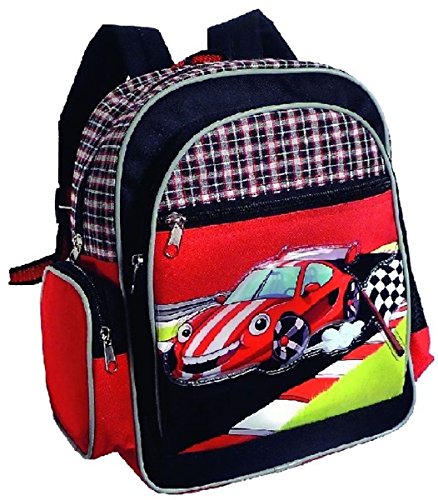 Preisvergleich Produktbild Stefano Kinderrucksack mit Brustgurt Gurties Rennauto schwarz (schwarz mit Brustgurt)