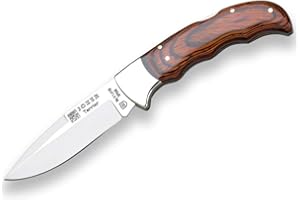 Joker Navaja de caza Terrier NR19, mango stamina madera roja, hoja de 9 cm MOVA, virola inox, herramienta de pesca, caza, camping y senderismo