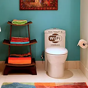 Decor Villa This Toilet is Wi-Fi Bathroom Wall Sticker & Decal (PVC Vinyl, Size -30 cm x 30 cm), DVBS028B