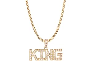 Liitata Hip Hop Gold Necklace KING Sign Necklace Rock Star Rapper Punk Gold chain KING Pendant Necklace 80s 90s Costume Outfits for Men Masquerade Party Carnival Concert