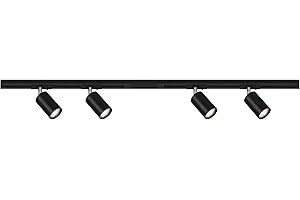 BRILONER - Schienensystem Rail Starterset, 4x GU10 Spots schwenkbar, erweiterbar, Lichtschienensystem Decke, Strahler Schiene, Deckenlampe, Deckenleuchte, Spotlight, 1,5 m, Schwarz