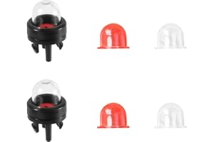 lasuroa 6pcs Pompes d'Amorçage Carburateur Clipser 188-512-1 et Poire d'Amorçage, Petits Moteurs Poulan Echo Ryobi Homelite Bolens pour Husqvarna Craftsman Walbro Tronçonneuses(Transparentes+Rouges)