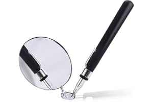GYXCELC Specchietto Auto per Ispezione con Manico Telescopico, Specchio Telescopico, Strumento per Geocaching, Attrezzatura per Riparazione, Specchio per Ispezione Retrattile, Diametro 8 cm, Specchio