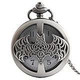 Easy Go Shopping Taschenuhr Creative Hollow Flip Vintage Taschenuhr mit Langer Kette für Männer und Frauen Geschenkuhr
