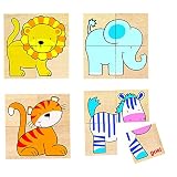 Fabricado en madera Goki - Puzzle y memo Karemo con Animales Salvajes, 20 Piezas (Gollnest & Kiesel 56714.0)
