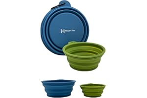 H HARPERS TALE Harpers Tale 2er-Pack, mittelgroße und große Näpfe 400 ml, 1000 ml, faltbare Reise-Futter- und Wassernäpfe, lebensmittelechtes Silikon, integrierte Form, kein Kunststoffrand, Karabinerhaken, BPA-frei.