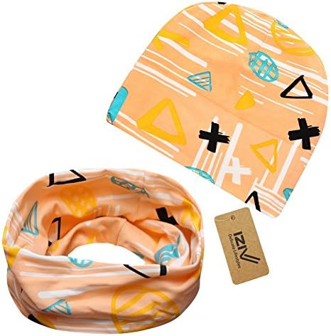 iZiv 2 PACK Cute Baby Hats Scarfs Infant Soft Cotton Hat and Scarf Set, Fashion Style Spring Autumn for 0-2 Years (Yellow)