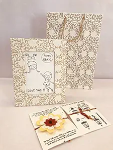 Surprise Someone Eco Friendly Organic Rakhi (White Golden Paisley Print)