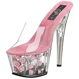  Pleaser ADORE-701FL, Damen Plateau Sandalen, Transparent (Transparent (Clr/H. Pink Flowers)), 38 EU (5 Damen UK)