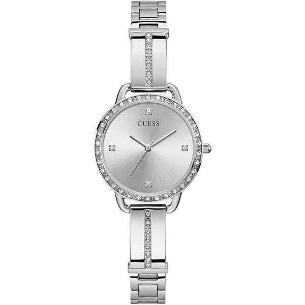 GUESS Ladies Dress Ball & Crystal 30mm Watch – Silver-Tone  display picture 1