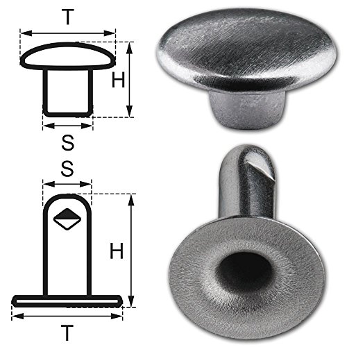 150 Doppel-Hohlnieten Nieten Ziernieten 11mm (11/12) aus Eisen (nickelhaltig), Finish: nickel-glänzend