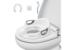 DEANIC Riduttore WC Bambini, Riduttore WC Con Paraspruzzi, Riduttore Water Bambini con Cuscini Morbidi Base Antiscivolo, Adattatore WC per Bambini con Schienale e Braccioli (Grigio)