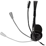 BIGtec Headset PC mit Mikrofon Stereo kabelgebunden, leicht, verstellbar, Flexibler Mikro Arm, Lautstärkeregler, 1,8m Kabel,