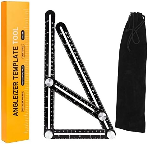 [Upgraded Angle Measuring Ruler] GroGoo Premium Aluminum Alloy Easy Angle Ruler Laser Engraved Precision Measurement and Accurate Protractor With Metal Screw