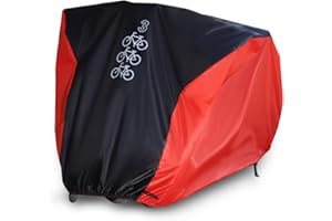 NEVERLAND Housse de Vélo Couverture Housse de Protection pour 3 Vélos Scooter Moto en 190T Polyester Etanche à la Pluie légère Poussière Noir Rouge