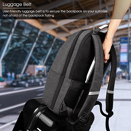 REYLEO Mochila de Portátil hasta 15,6 Pulgadas Backpack de Gran Capacidad de Negocio Trabajo Viaje - 24L Negro y Gris