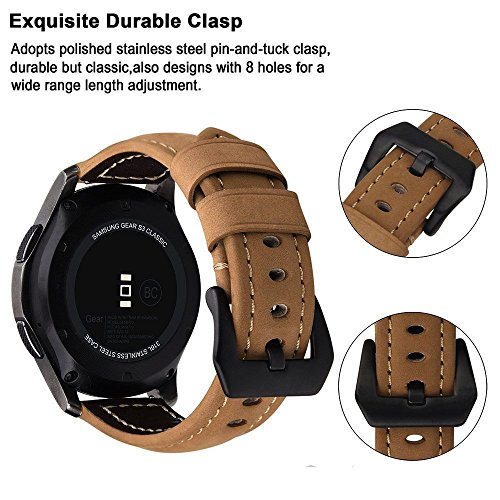 Gear S3 Frontier / Classic Watch Armband ,V-MORO Echtes Leder Ersatzband für Samsung Gear S3 Classic Watch (P-Leder braun bk) - 4
