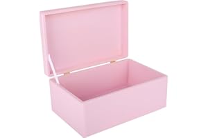 Creative Deco Rosa Grande Scatola di Legno Giocattolo. Scatola di Stoccaggio | 30 x 20 x 14 cm (+/- 1) | Con Coperchio per Decorare | Senza Maniglie | Perfetta per Documenti. Oggetti di Valore
