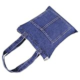Damen Jeans Canvas Leinwand Umhängetasche Messenger Bag Handtasche Schultertasche Tasche Löcher Muster Hellblau & Dunkelblau - 7
