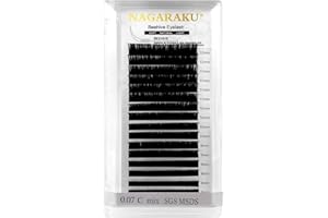 NAGARAKU Classic Indywidualne przedłużanie Rzęs Przetwarzane laserowo Trwałe i Szybkie Mocowanie Naturalne Sztuczne Rzęsy Miękkie i Elastyczne Materiały Rzęsy Ula 16 Rzędów(0.07 mm C Curl 10 mm)