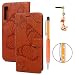 Produktbild ToneSun Samsung Glaxy A7 2018 Hülle Case, Leder Filp Wallet Handyhülle Flipcase: Großer Schmetterling Multifunktionale Tasche Cover Brieftasche Schutzhülle in Orange + Stöpsel + Stylus