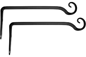 Mkouo 2 Pcs Wall Hook Hanging Plant Bracket, Decorative Straight Plant Hanger for Bird Feeders, Planters, Lanterns, Wind Chimes, Indoor Outdoor, 25.4cm