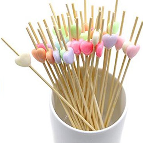 100x Demarkt Cocktailspieße Cocktail Picks Partypicker Deko Picker Herz Bunt - 5