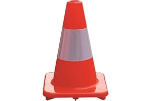 Cono de Tráfico con Banda Reflectante de Alta Seguridad - Modelo DCA01 - Ayuda a Mejorar la Señalización - Fabricado en Goma - Altura de 30 cm - Base de 21x21 cm - Bikain