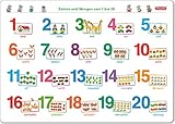 Fragenbär-Mini-Lernposter: Zahlen und Mengen von 1 bis 20 (in der Schulbuch-Druckschrift) S 45 x 32 cm: stabiler Karton, folienbeschichtet, abwischbar (Lerne mehr mit Fragenbär) by 