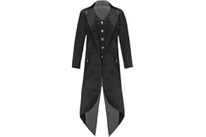 TiaoBug Blazer Bambini Ragazzi Ragazze Elegante Giacca da Frac Medievale Costumi Steampunk Rinascimentali Giacca Smoking Tuxedo Vampiro Vittoriano Cappotti Bavero Classico Nero 9-10 anni