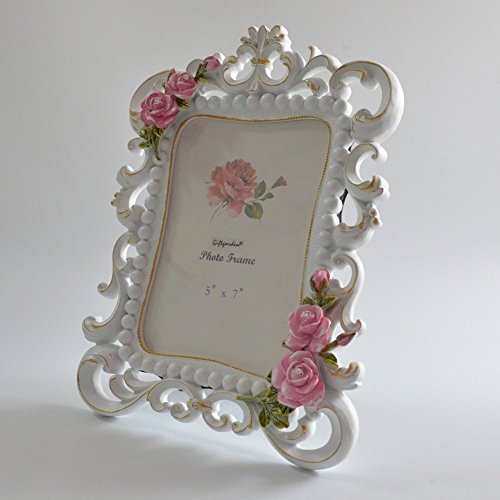 Giftgarden 13×18 Bilderrahmen mit Perlen und Rosen weiß - 7