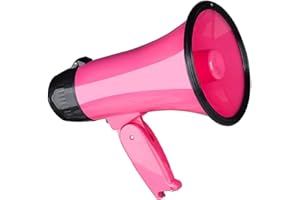 Veciado 25 Watt Kompakt Megaphon Lautsprecher PA Bullhorn - mit Eingebauter Sirene, DiktiergeräT, Flaschen öFfner,Rosa