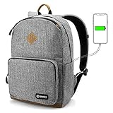 tomtoc Anti-vol Sac à Dos PC Portable de 15.6 Pouces Sac de Voyage Léger 20L Sac d'Ecole avec Port de Chargement USB Backpack pour Randonnée Voyage Scolaire Bureau Gris