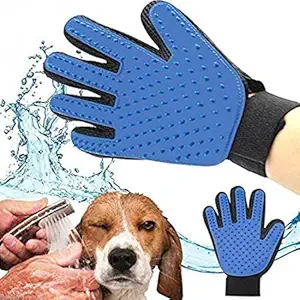 Flipco Animal Massage Hair Removal Dog Grooming True Touch Shedding Brush Gloves