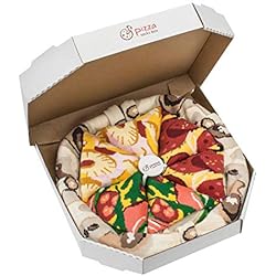 PIZZA SOCKS BOX - Pizza MIX Italiana Hawaiana Pepperoni - 4 pares de CALCETINES Divertidos de ALGADON, Unicos y Originales Idea de REGALO| para Mujer y Hombre: Tamaños 36-40, Fabricado en EU